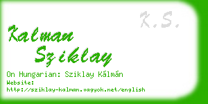 kalman sziklay business card